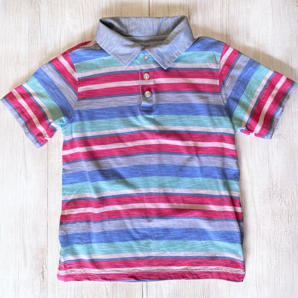 Wonder Nation | Boys Striped Polo Short Sleeve Shirt | Cotton | Size Med 8